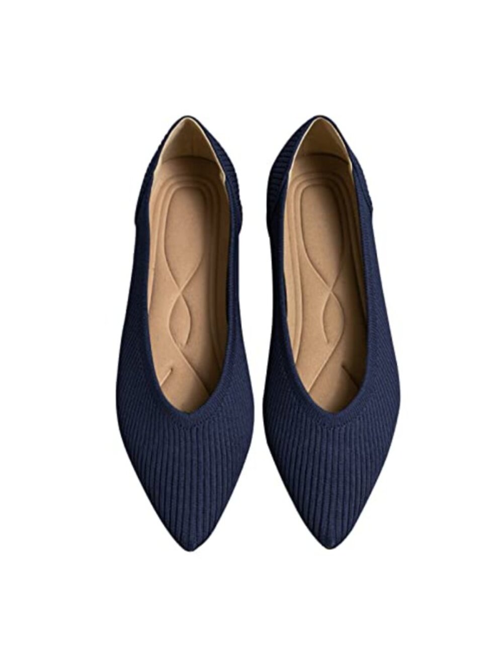 Women's Pointed Toe Knit Ballet Flats Slip On Comfortable Dressy Shoes